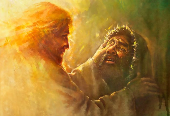 Jesus healing blind man eyes 2 cor 3-14-16